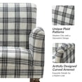 thumbnail image 5 of Plaid Accent Chair Set of 2, Wooden Legs Upholstered Armchair Lounge Sofa Home Living Room Black, 5 of 8