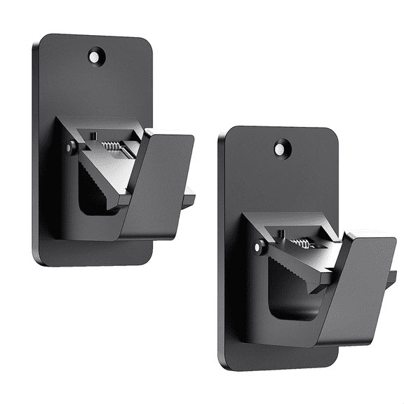 Adhesive No Drill Curtain Rod Brackets for Bathroom Bedroom Kitchen, Universal Damage-Free Window Rod Hooks,2 x Adhesive No Drill Rod Brackets,Black