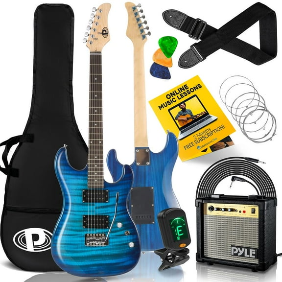 Pyle Beginner Electric Guitar Kit with Amp - Starter Kit Full Size 39" Instrument Package with Humbucker Pickups and Rock Amplifier Starter Set Bundle for Kids All Ages, Youth and Adults