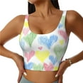 thumbnail image 3 of Goofa Hand Drawn Colored Hearts Printed Sports Bras for Women, High Impact Running Bra Workout Crop Tank Tops Longline Sports Bra Push up-Small, 3 of 9