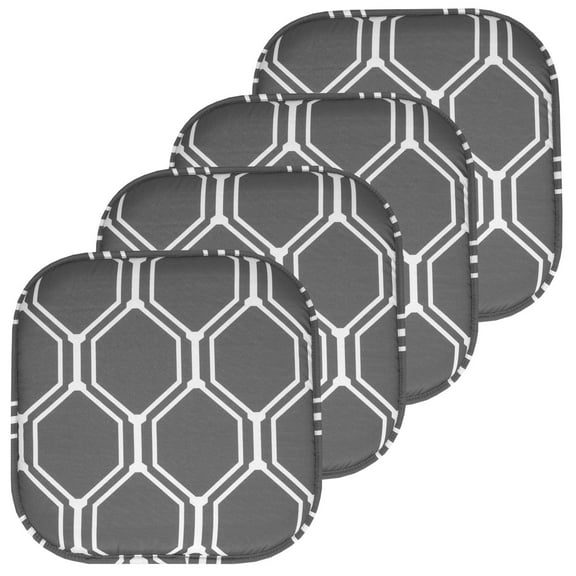 Mirage Hexagonal Print Memory Foam Chair Pads 4 Pack Gray/White