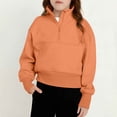 thumbnail image 2 of Dezsed Middle Big Girls Sweatshirt Half Zip Solid Crew Neck Sweatshirt Long Sleeve Pullover Crop Kids Fleece Sweatshirts 13-14 Years Orange, 2 of 9