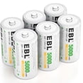 thumbnail image 1 of Baterías recargables EBL 5000 mAh, tamaño C, 1,2 V, paquete de 6, 1 of 6