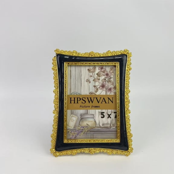 HPSWVAN Picture frames,4x6 Gold Picture Frame for Picture 3.5x5, 4 x 6 with Floating Effect, up to 5 x 7 Full Display, Gold Metal Photo Frame for Vertical Tabletop, Tempered Glass Frame for Gift