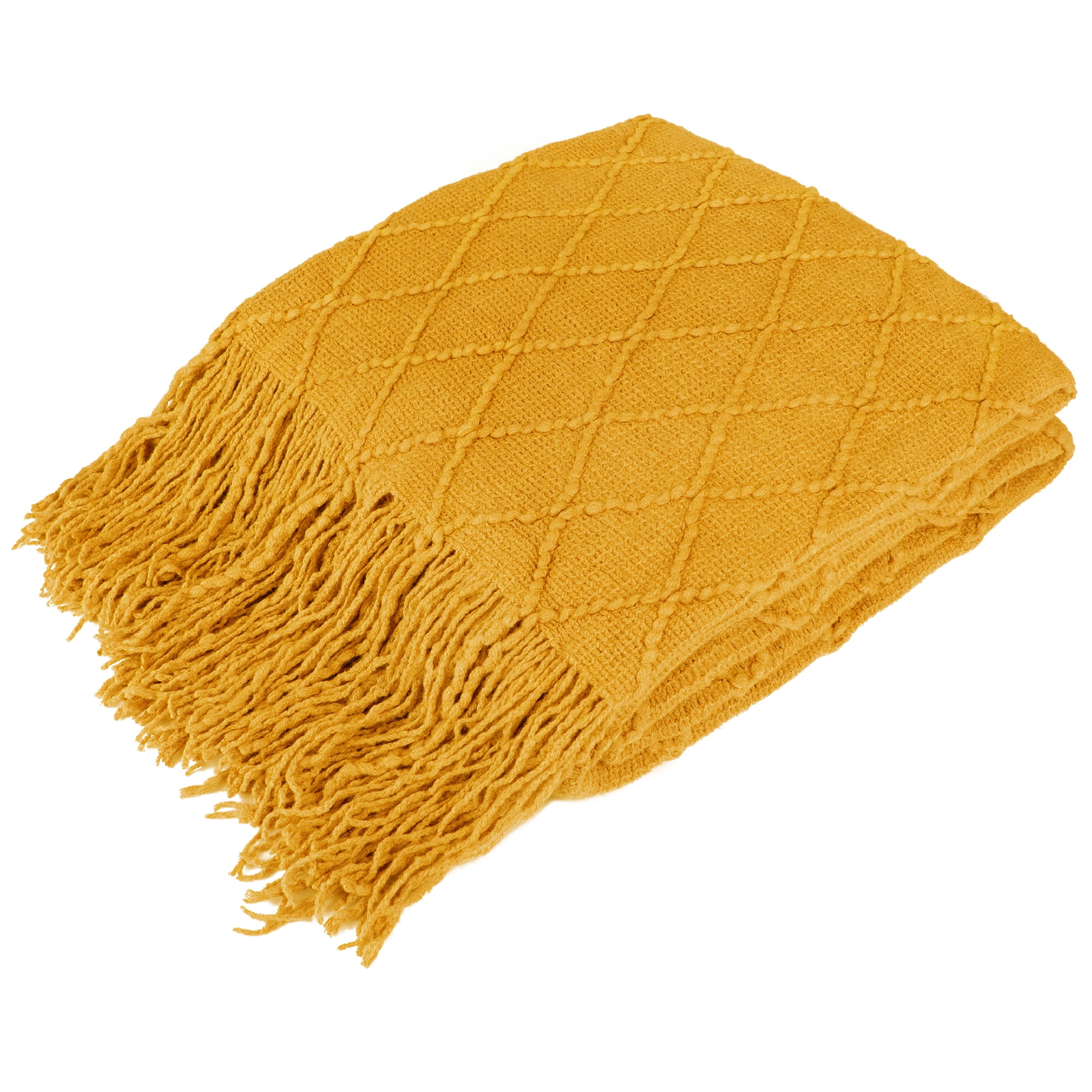 PAVILIA Knitted Throw Blanket with Fringe Decorative Blanket with