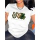 thumbnail image 1 of Camiseta De Mujer Camisetas Femeninas Verano Estampado De Ropa Casual Con Cuello Redondo1pc Women'S Casual Crew Neck T-Shirt with Peace Love St. Patrick'S Day Print, Polyester Knit Fabric, Medium St, 1 of 6
