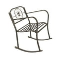 thumbnail image 2 of IVV Outdoor Wrought Iron Porch Rocking Chair, Perfect for Patio, Deck, Backyard or Garden, Fleur-de-Lis Pattern Backrest - Bronze Color, 2 of 10