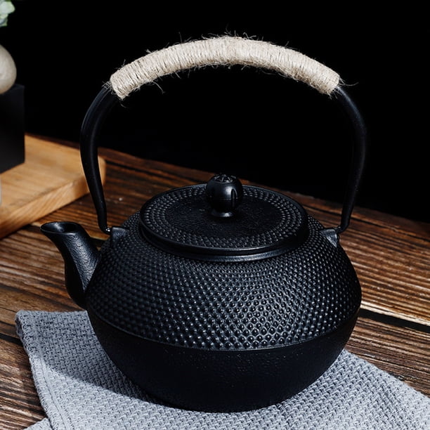 Muyoka Tetera de hierro fundido, estilo japonés Tetsubin Tetera Tetera de hierro Juego de clavos negros para té suelto y bolsitas de té Té de hierro resistente a la corrosión Muyoka Hogar