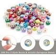 thumbnail image 4 of 120 pcs 4 styles European Beads 5 mm Large Hole Resin Rondelle Beads Acrylic Flower Pattern Charms Beads Transparent European Beads for DIY Bracelets Necklaces Jewelry Making, 4 of 7