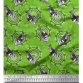 thumbnail image 1 of Soimoi Green Velvet Fabric Circle & Face Animal Printed Fabric 1 Yard 58 Inch Wide, 1 of 1