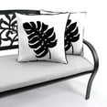 thumbnail image 2 of Jordan Manufacturing 16" x 16" Cabana Palm Black and White Leaves Square Outdoor Throw Pillow with Welt, 2 of 9