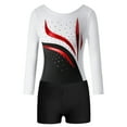 thumbnail image 3 of YONGHS Kids Girls Shiny Diamond Ballet Dancewear Long Sleeve Gymnastics Leotard with Shorts Set White&Black 12, 3 of 6