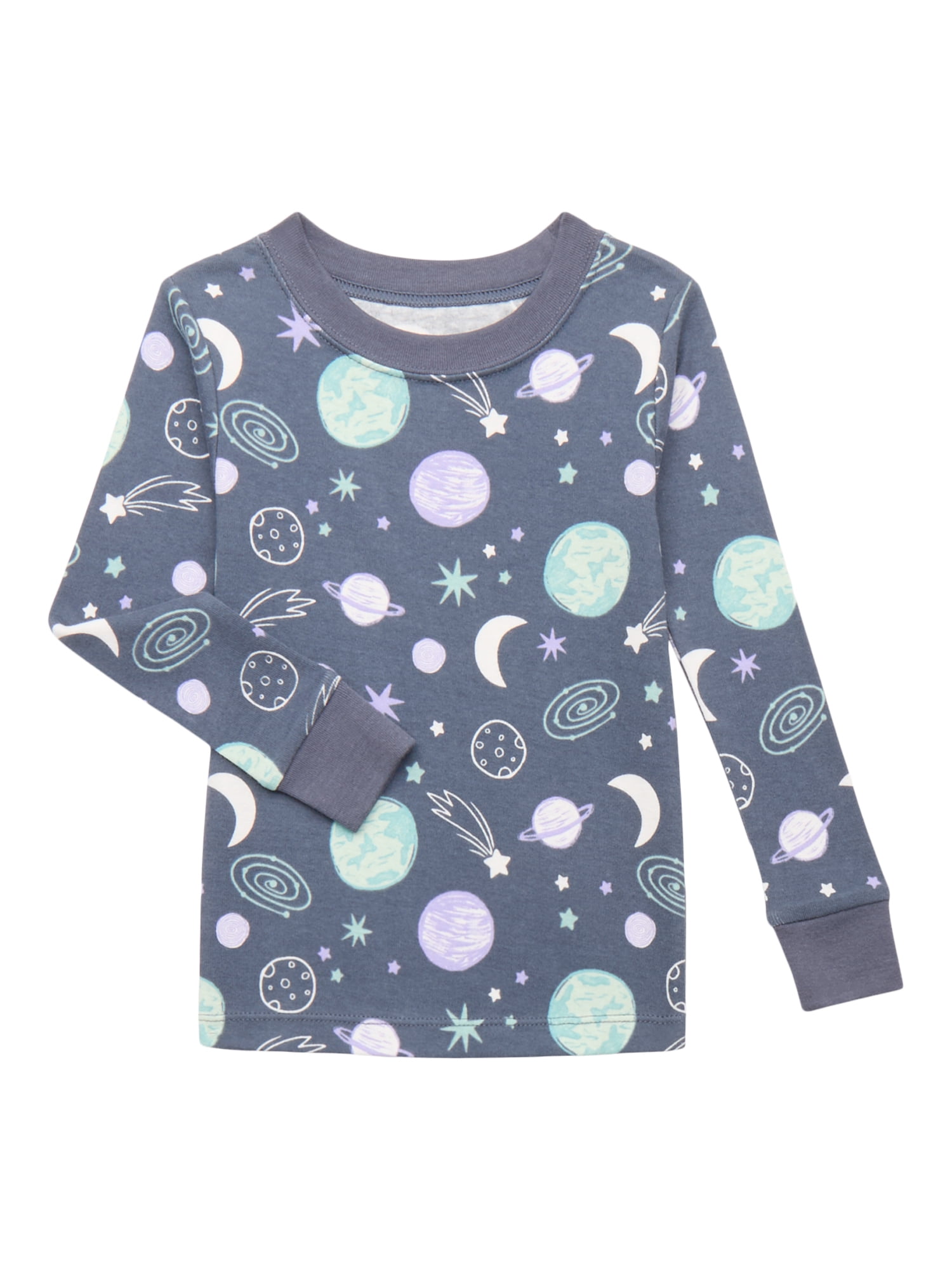 Wonder Nation Toddler Long Sleeve Tight Fit Cotton Pajama Set, 4-Piece, Sizes 12M-5T