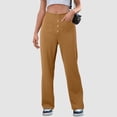 thumbnail image 5 of Povozer Women's Casual High Waist Stretch Pants, Multiple Pockets Straight Leg Pants, for Leisure and Office(Khaki,L), 5 of 6