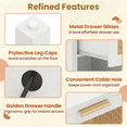 thumbnail image 6 of Giantex Rattan Nightstand, Wood Bedside End Table w/USB Ports for Bedroom, White, 6 of 9