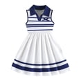 thumbnail image 3 of Toddlers Girls Cute Dresses Striped Print Sleeveless Pleated A Lined Midi Dress Summer Casual Going out Flowy Lightweight Dress, for 3 to 10 Years, 3 of 10