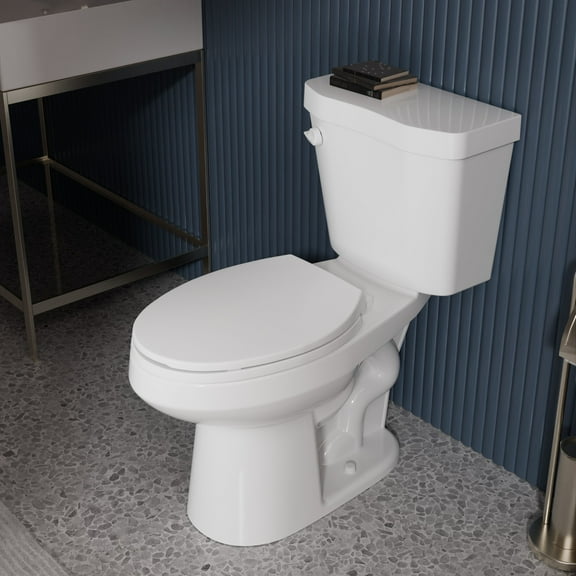 Garden 12 inch 2-pieces 1.28 GPF Siphon Elongated Ceramic Toilet in White Soft Close Seat with ADA height Included