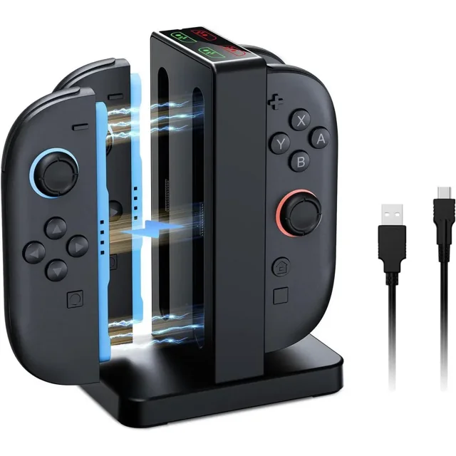 Enhanced Controller Charger Compatible with Nintendo Switch 2, Charging Dock for Switch 2 Joy-Pads with Sound Alerts and Charging Indicator, USB Type-C Charging Cable Included