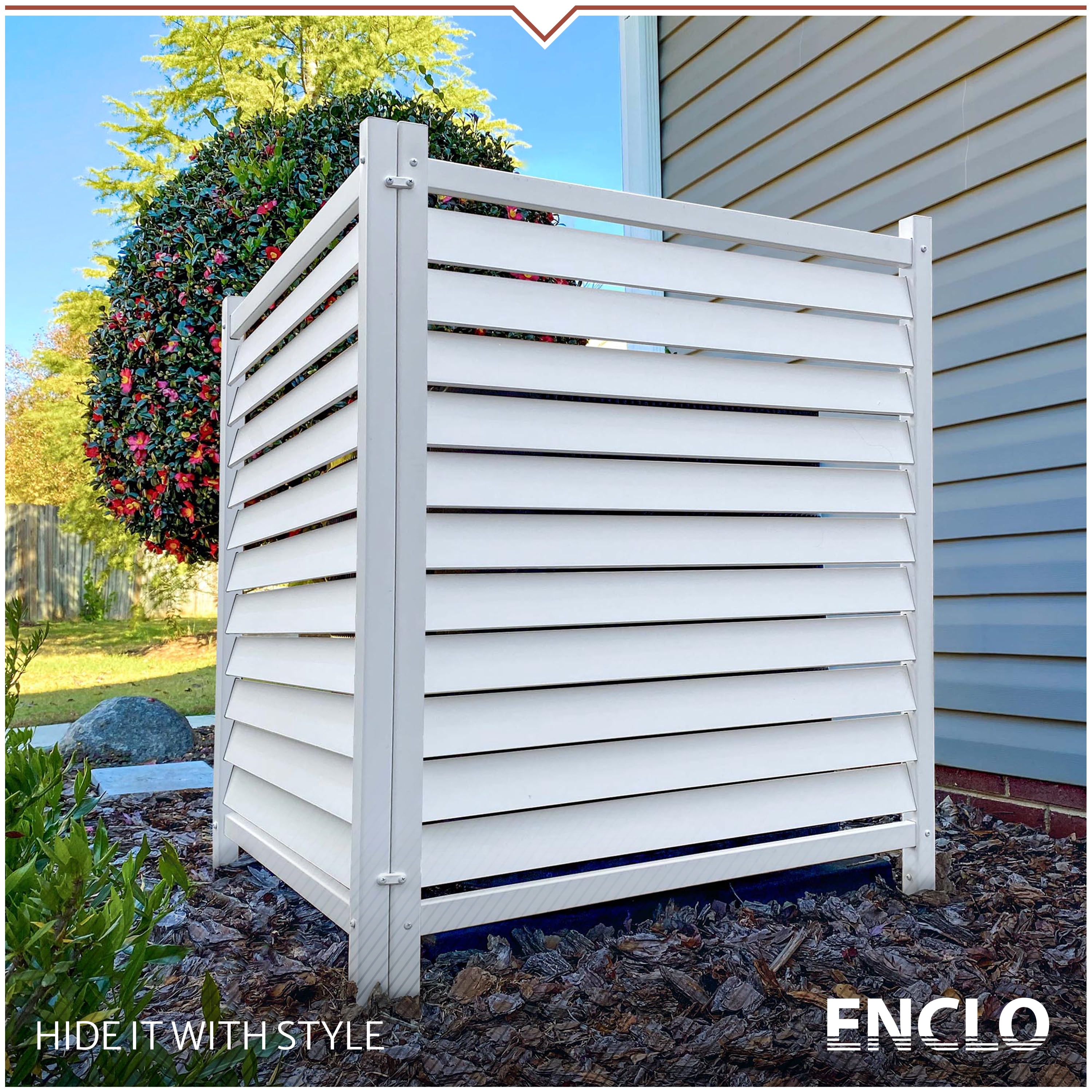 44in H x 36in W (2 Panels) No Dig Enclo Waverly Vinyl Privacy Screen, Outdoor Privacy Screen Panels, Trash Can Enclosure, Air Conditioner Fence, Pool Equipment Enclosure, EC18010