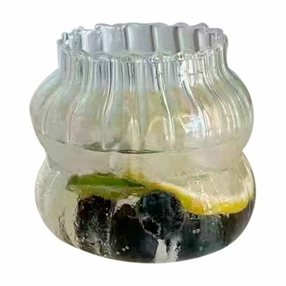 Glass Cups, Vertical Screw Onion Shape Drinking Glasses Ice Coffee Bottle Glasses Fruit Juice Cup Water Glass Great for Soda Cocktail Beer Whiskey (410ml)