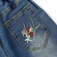 thumbnail image 6 of KIDSCOOL Girls Embroidered Jeans,4-15T Ribbed Elastic Waist Denim Pants,Blue,7-8 Years, 6 of 7
