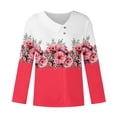 thumbnail image 4 of Rbaofujie Couples Chandails à Capuchon pour Femmes Col en V Mode Décontractée Blouse Imprimée à Boutons T-shirt Hauts Blouse Rouge Chandails pour Dames, 4 of 5