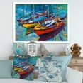 thumbnail image 3 of Designart 'Three Colorful Boats In The Harbor' Nautical & Coastal Framed Art Print, 3 of 4