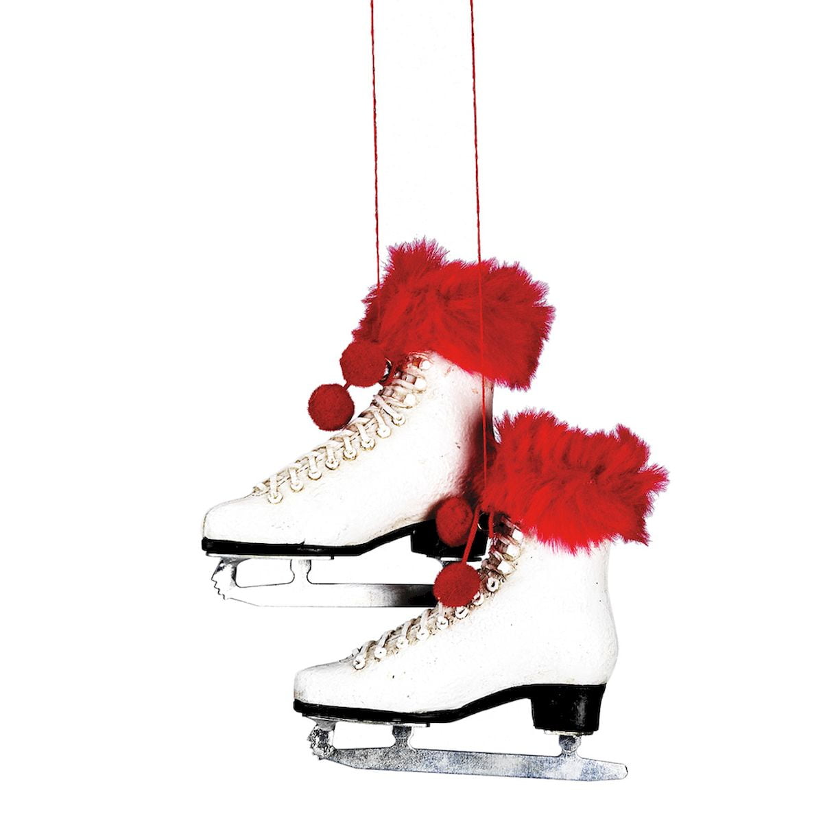 Set of 6 Faux Fur Trimmed Figure Skates Ornament