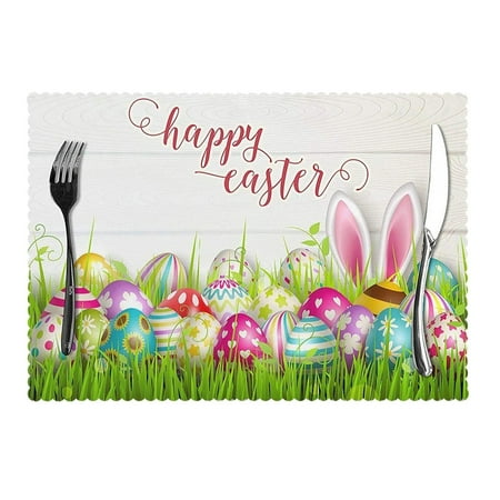 

Easter Placemat Home Cartoon Rabbit Kitchen Insulated Anti-scalding Linen Western Placemat