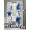 thumbnail image 4 of Blue Floral Spring Sheer Curtains for Living Room Bedroom Summer Watercolor Wildflowers Sheer Curtains 108 Inch Long 2 Panels Set Light Filtering Curtain Window Treatments Drapes for Dining Room, 4 of 6