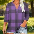 thumbnail image 2 of Plus Size Women's Casual Printed 3/4 Sleeve V-Neck Blouse Shirt Top Fashionable and Comfortable Loose Fit Tunic for Women | CSEONE,Dark Blue XL, 2 of 9