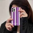 thumbnail image 4 of Compatible with iPhone 13 Pro Max Glossy Case Vertical Stripe Shiny Clear Cute Purple White Aesthetic Minimalist Shockproof Protective Cover for Women Girls, 4 of 7