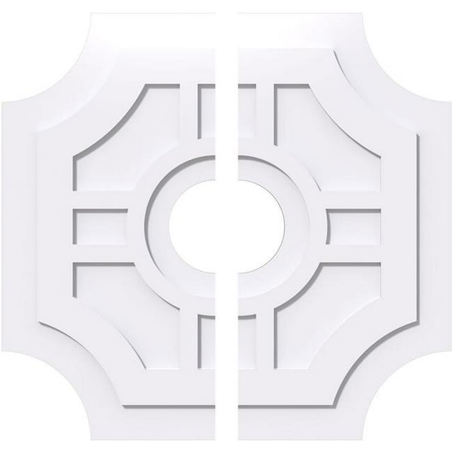 Ekena Millwork CMP32HS2-07000 32 in. OD x 7 in. ID Square Haus Architectural Grade PVC Contemporary Ceiling Medallion - 2 Piece