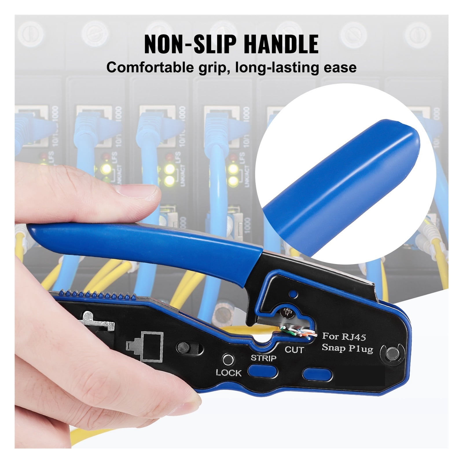 Crimping Tool RJ45/Cat5e/Cat6/Cat6a Ethernet Crimper Crimp Pliers For 8-Pin Modular Plugs, With Mini Wire Stripper ,Professional Tools