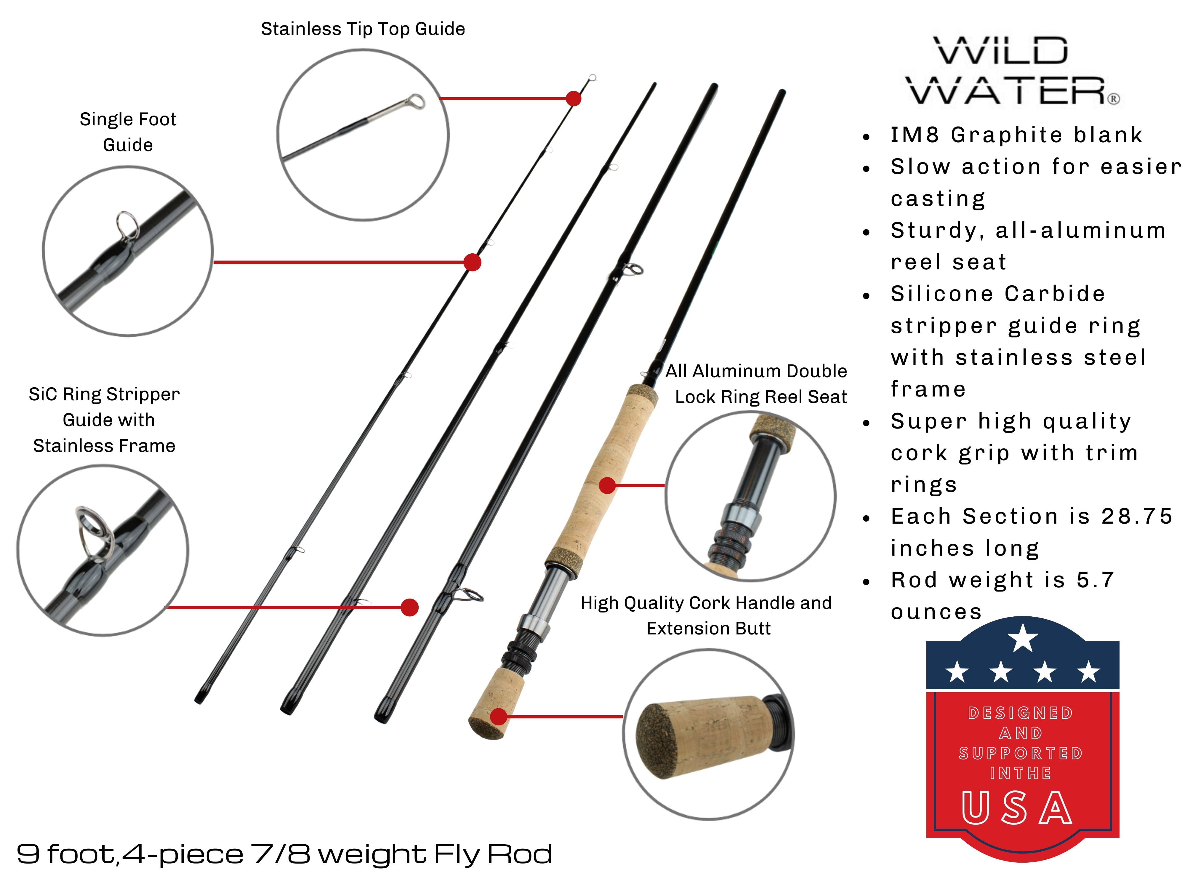 Wild Water Fly Fishing AX78-090-4 Fly Rod