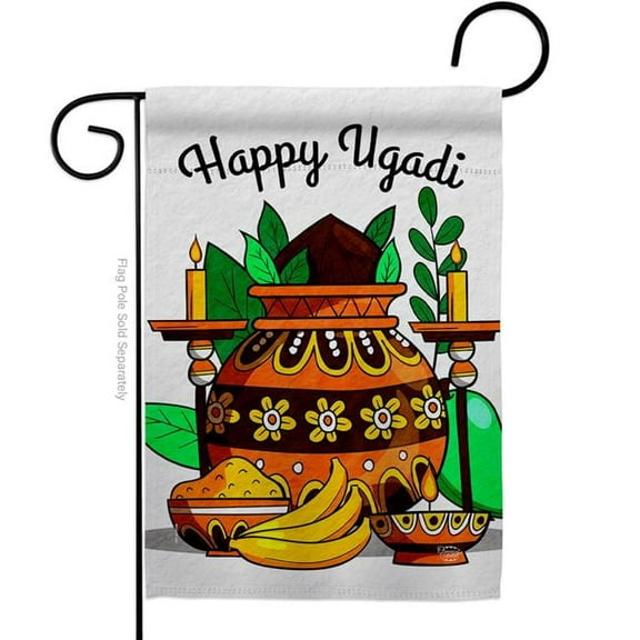 Ornament Collection G192506-BO Celebrate Ugadi Celebration Double-Sided Decorative Garden Flag, Multi Color