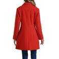 thumbnail image 3 of Abrigo largo de invierno para mujer Inspire Chic, de un solo botón, talla XS, color rojo, 3 of 6
