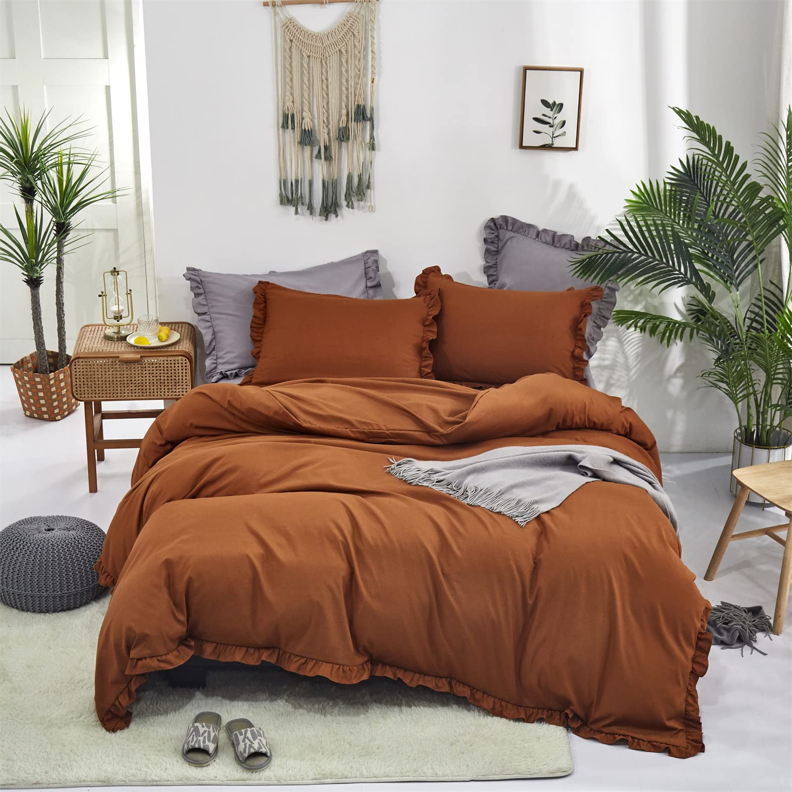  PERFEMET Burnt Orange King Comforter Set 3 Pieces