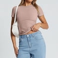 thumbnail image 7 of Pxiakgy Womens Basic T Shirts Summer Tops 2025 Crop Short Sleeve Slim Fit Tee Cute Gym Workout Clothes Cami Tee Stretchy Ribbed Basic Tee Y2K Tops for Women Womens Tank Tops Summer G S, 7 of 7