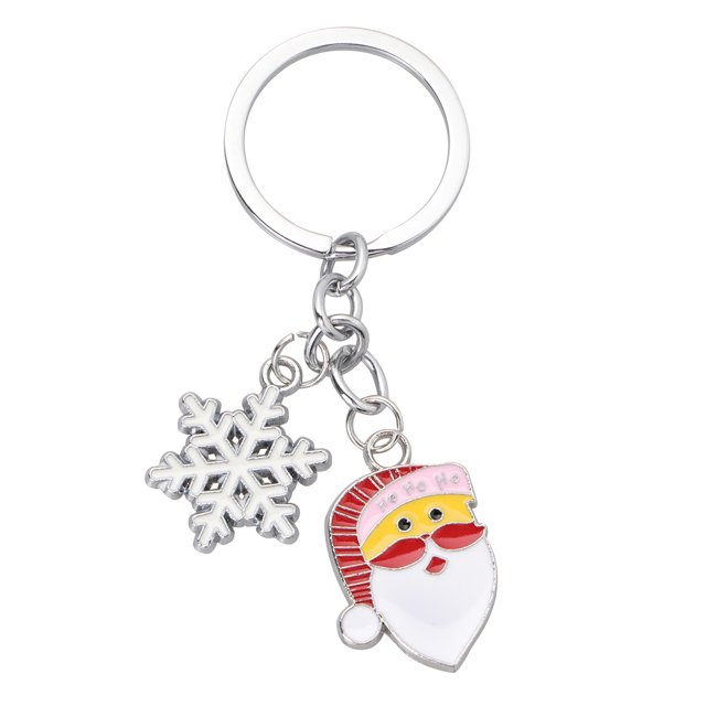Cute Mini Santa Claus Snowflake Design Handbag Keychain Key Ring Decorative Car Key Chain Trinket Souvenir Christmas Gift Key Pendant