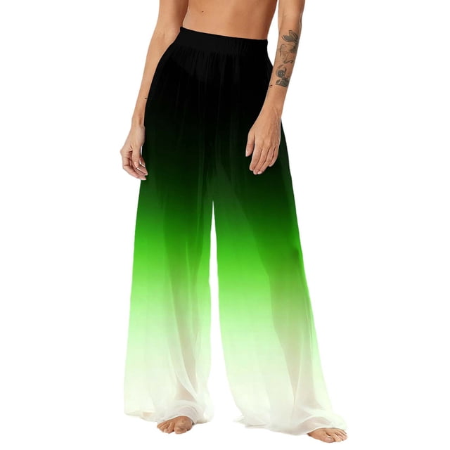 Pantalones de playa de gasa ligeros para mujer con protección solar, pantalones anchos de estilo bohemio estampados, blusa para mujer
