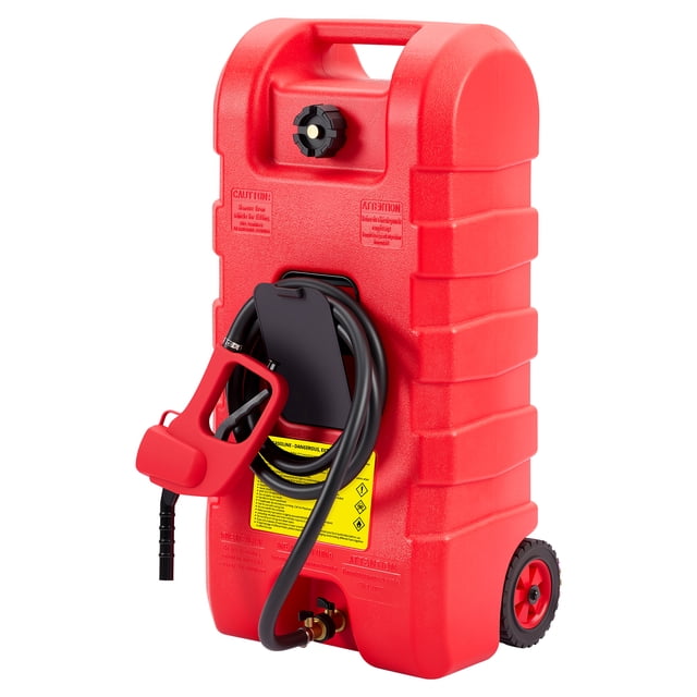Gaderth Bac à Carburant Portable de 15 Gallons, Bidon d'Essence Robuste de 57 L avec Pompe Manuelle, Roues Pivotantes, Boyau de 10 Pi, Réservoir HDPE Étanche pour Essence Diesel Kérosène, Générateur de Bateau VTT Tondeuse