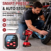 NEXPOW 160PSI Cordless Tire Inflator Portable Air Compressor, Air Pump for Car Tires with Removable 21V Battery, 12V DC Dual Power, Digital Gauge, Auto Shut-Off, LED Light for Bikes & Balls