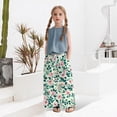 thumbnail image 2 of CPNG Girls Casual Flower Print Pants Summer Lightweight Sweet and Fashionable Loose Elastic Waist Drawstring Long Trousers(Green,12-13 Years), 2 of 8