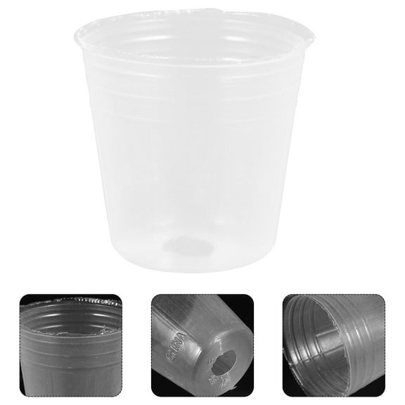 Hemobllo 50Pcs Transparent Plastic Pots for Plants with Drainage Holes Practical for Replanting