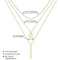 thumbnail image 5 of Collares con capas de inicial de oro para mujer, collar con letra de moneda chapado en oro de 14 quilates, collar con barra apilable, collar con capas, collar con varias barras en forma de Y, joyería, 5 of 5
