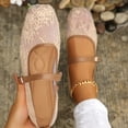 thumbnail image 5 of SuTry Women's Square Toe Lace Mary Jane Flats Adjustable Buckle Strap Sequin Embellished Breathable Mesh Comfortable Slip On Casual Walking Shoes(38), 5 of 8
