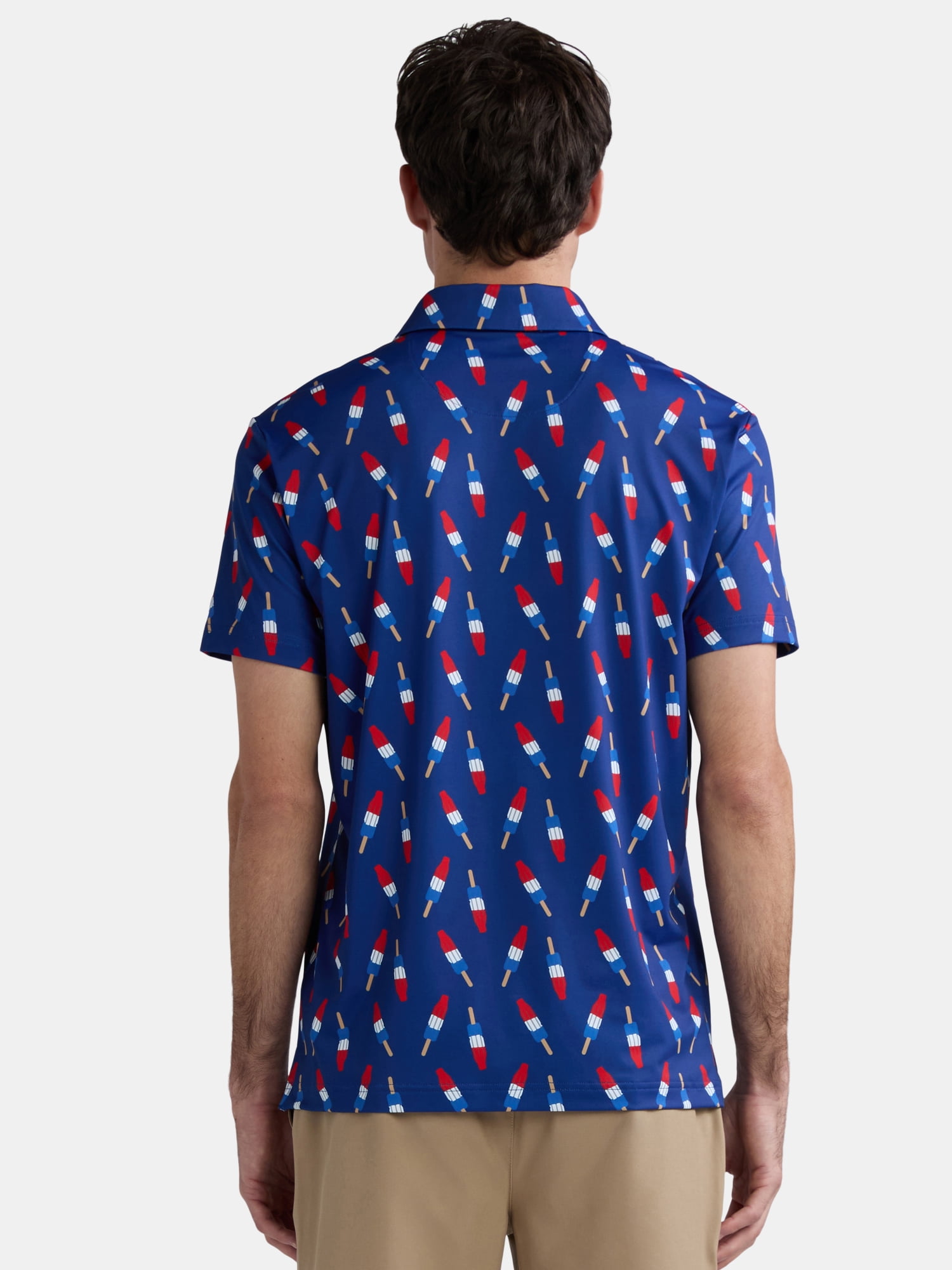 Birdie Bound Men's and Big & Tall Firecracker Popsicle Print America 250 Polo Top, Sizes XS-4XLT