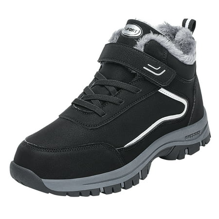 

NECHOLOGY Mens Snow Boots Size 15 Extra Wide Fashion Couples Men Winter Flat Hook Loop Keep Warm Snow Men s Winter Boots Shoes Black 12