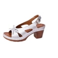 thumbnail image 2 of IEMIEMIEM Chunky Heeled Sandals for Womens Bohemian Cutout Open Toe Slip On Summer Sandals Ankle Strap Sandals Party Dress Sandals Silver 5.5 Wide, 2 of 6